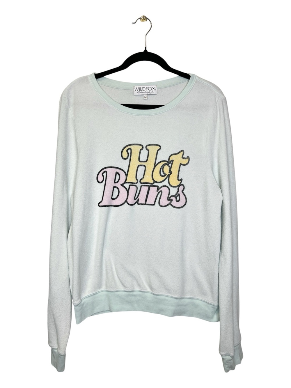 Wildfox Hot Buns Fleece Sweatshirt Top in Iced Mint size Medium